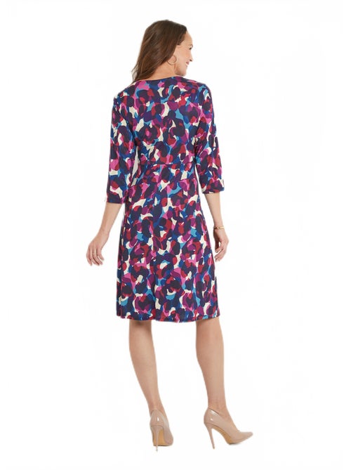 Robe cache-coeur courte évasée maille imprimée - Afibel - Kiabi