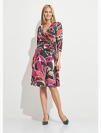 Robe cache-coeur courte évasée manches 3/4 - Afibel