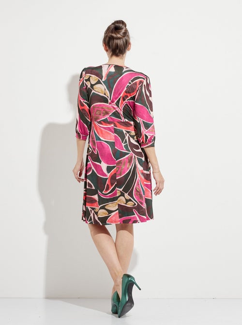 Robe cache-coeur courte évasée manches 3/4 - Afibel - Kiabi