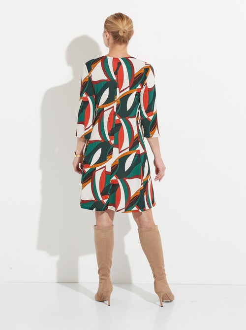 Robe cache-coeur courte imprimé graphique multicolore - Kiabi