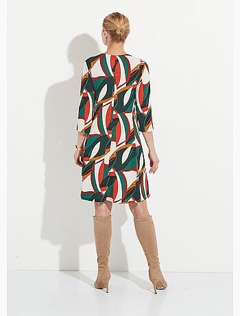 Robe cache-coeur courte imprimé graphique multicolore