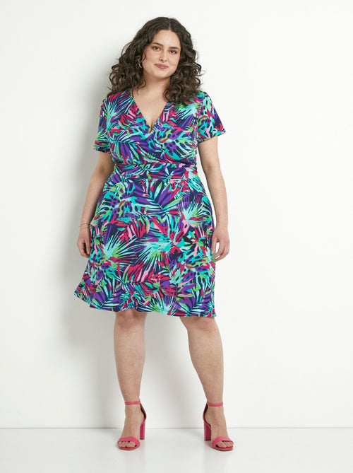 Robe cache-coeur courte imprimée évasée - Afibel - Kiabi