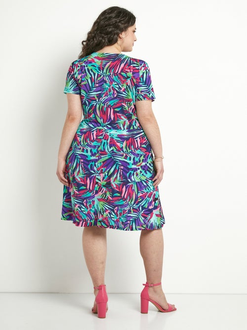 Robe cache-coeur courte imprimée évasée - Kiabi