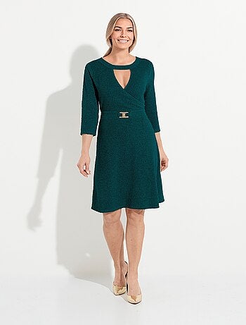 Robe cache-coeur courte maille côtelée - Afibel