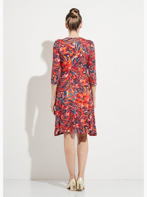 Robe cache-coeur courte manches 3/4 motif floral - Afibel - Kiabi