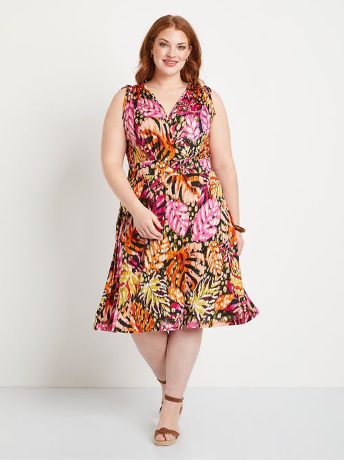 Robe cache-coeur courte nouettes épaules - Afibel - Kiabi