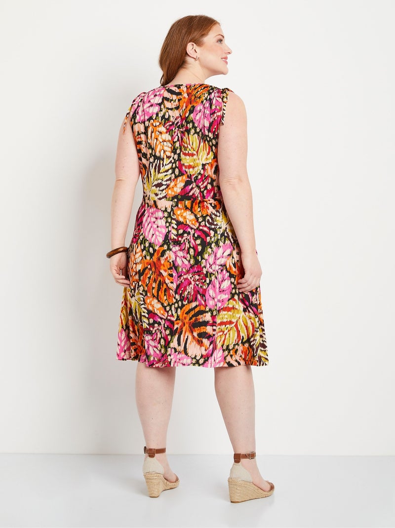 Robe cache-coeur courte nouettes épaules Rose - Kiabi