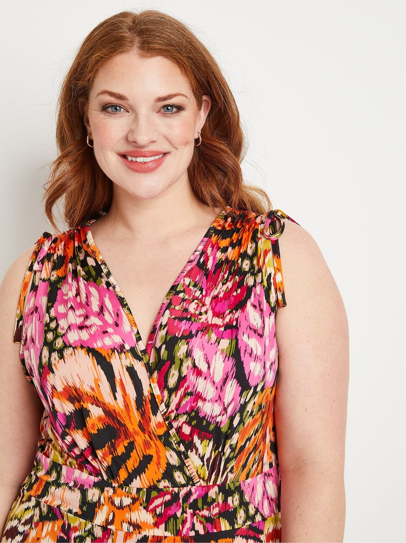 Robe cache-coeur courte nouettes épaules Rose - Kiabi