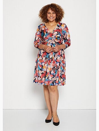 Robe cache-coeur drapé imprimée - AFIBEL