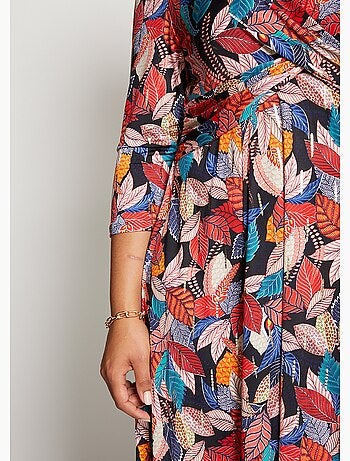 Robe cache-coeur drapé imprimée - AFIBEL