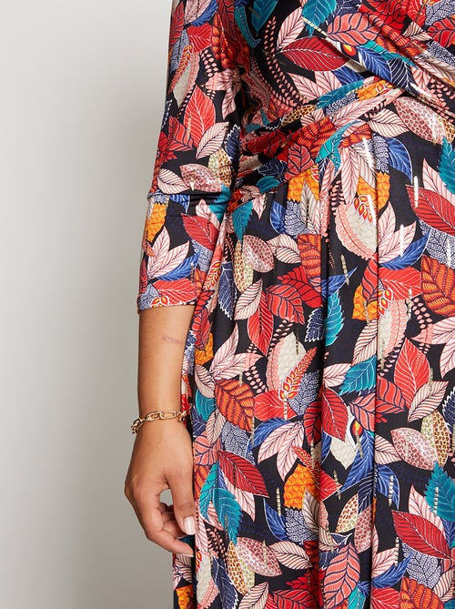 Robe cache-coeur drapé imprimée - Kiabi