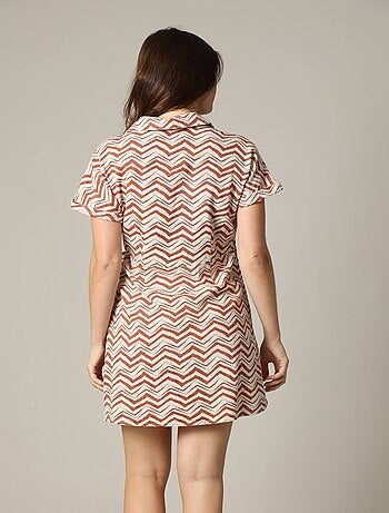 Robe cache-coeur ethnique en viscose slub à motifs géométriques 'Deeluxe'