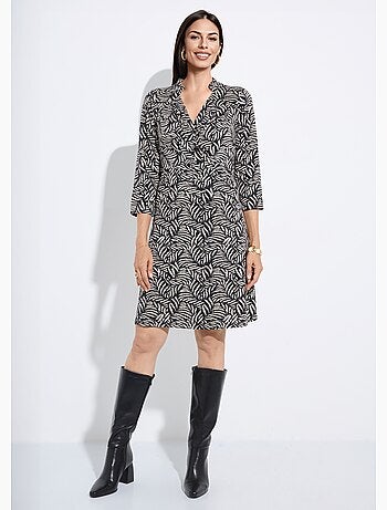 Robe cache coeur fluide motif feuillage - afibel