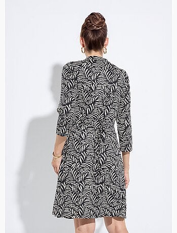 Robe cache coeur fluide motif feuillage - afibel