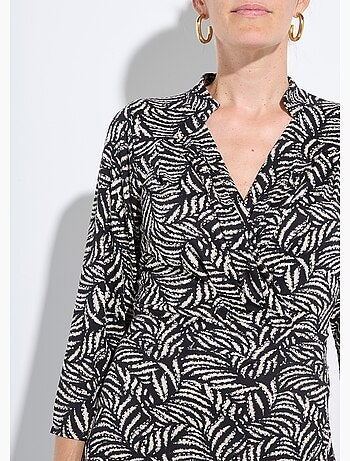 Robe cache coeur fluide motif feuillage - afibel