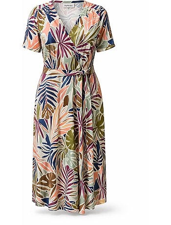 Robe cache-coeur imprimé fleuri PAPRIKA