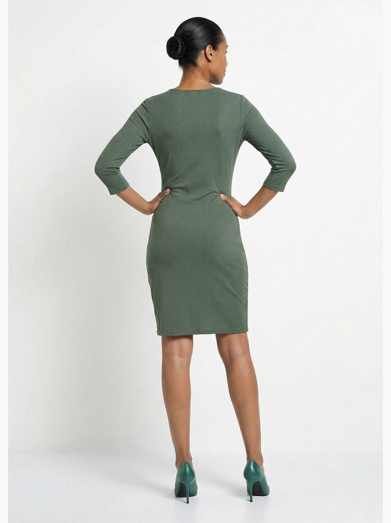 Robe cache coeur jersey cotelé Essentiel - Afibel Kaki - Kiabi