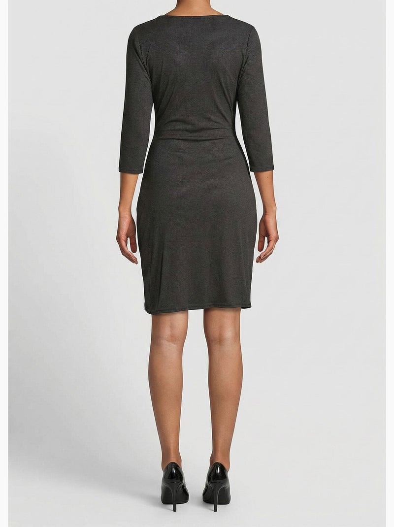 Robe cache coeur jersey cotelé Essentiel - Afibel Noir - Kiabi