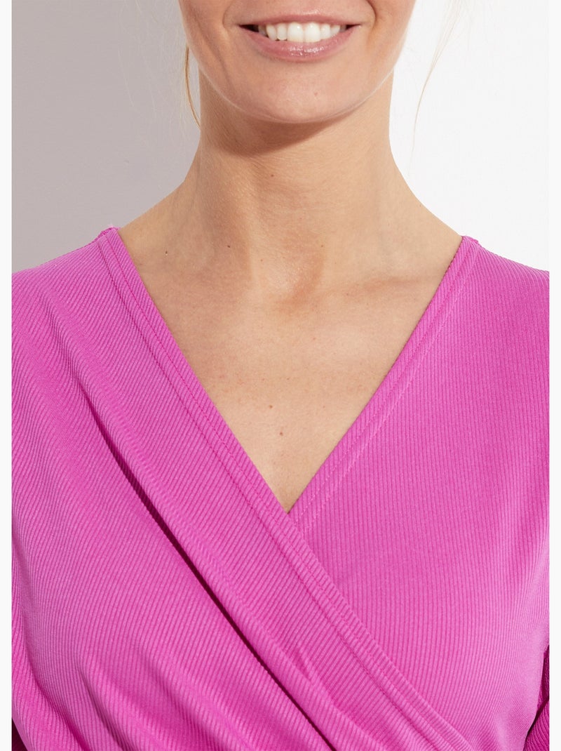 Robe cache coeur jersey cotelé Essentiel - Afibel Rose fushia - Kiabi