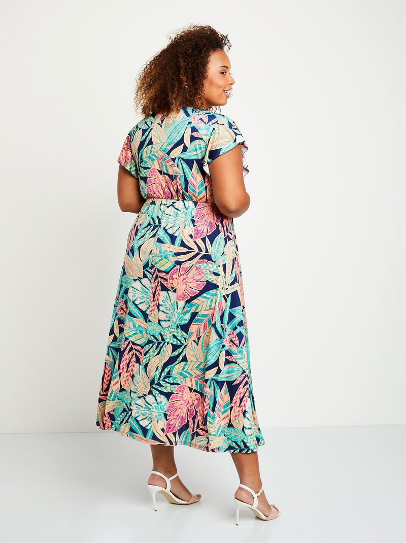 Robe cache-coeur longue feuillage Vert - Kiabi