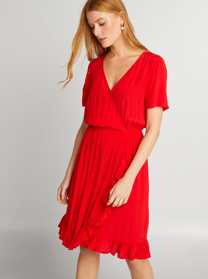 Robe cache-cœur Rouge - Kiabi