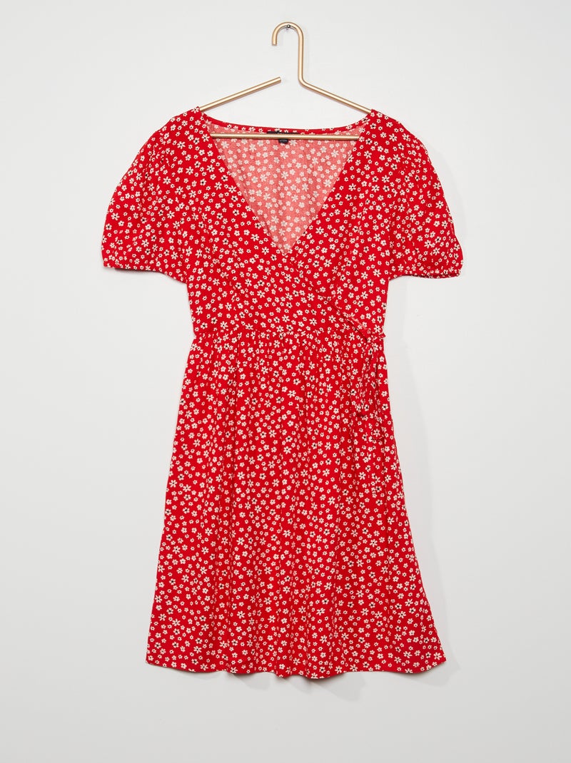 Robe cache-cœur rouge - Kiabi