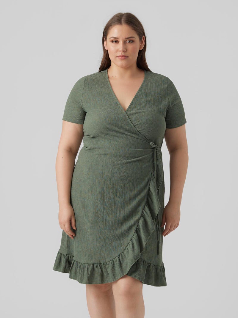 Robe cache-cœur 'Véro Moda Curve' Kaki - Kiabi