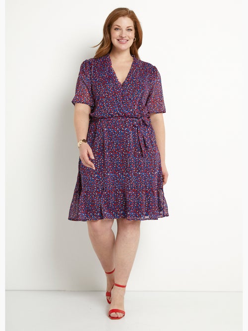 Robe cache-coeur volanté voile imprimé graphique - Afibel - Kiabi