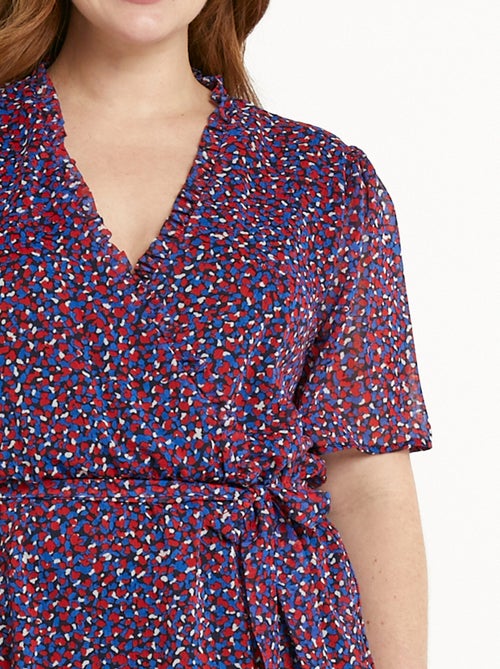 Robe cache-coeur volanté voile imprimé graphique - Kiabi