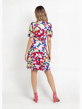 Robe cache-c¿ur manches papillon motif arty - Afibel