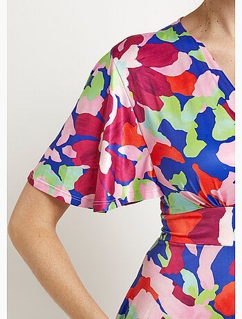 Robe cache-c¿ur manches papillon motif arty - Afibel