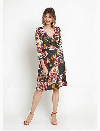 Robe cache-c¿ur motif fleuri japonisant - Afibel