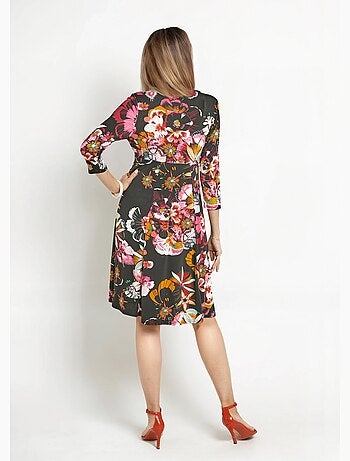 Robe cache-c¿ur motif fleuri japonisant - Afibel