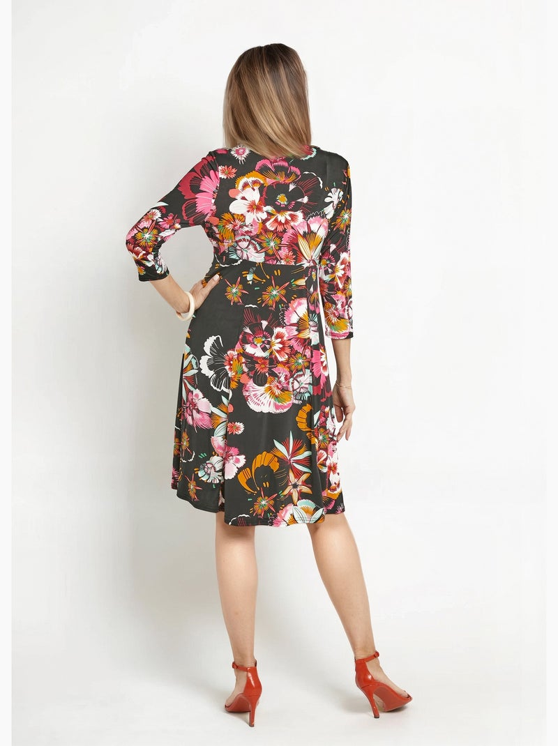 Robe cache-c¿ur motif fleuri japonisant - Afibel Noir - Kiabi