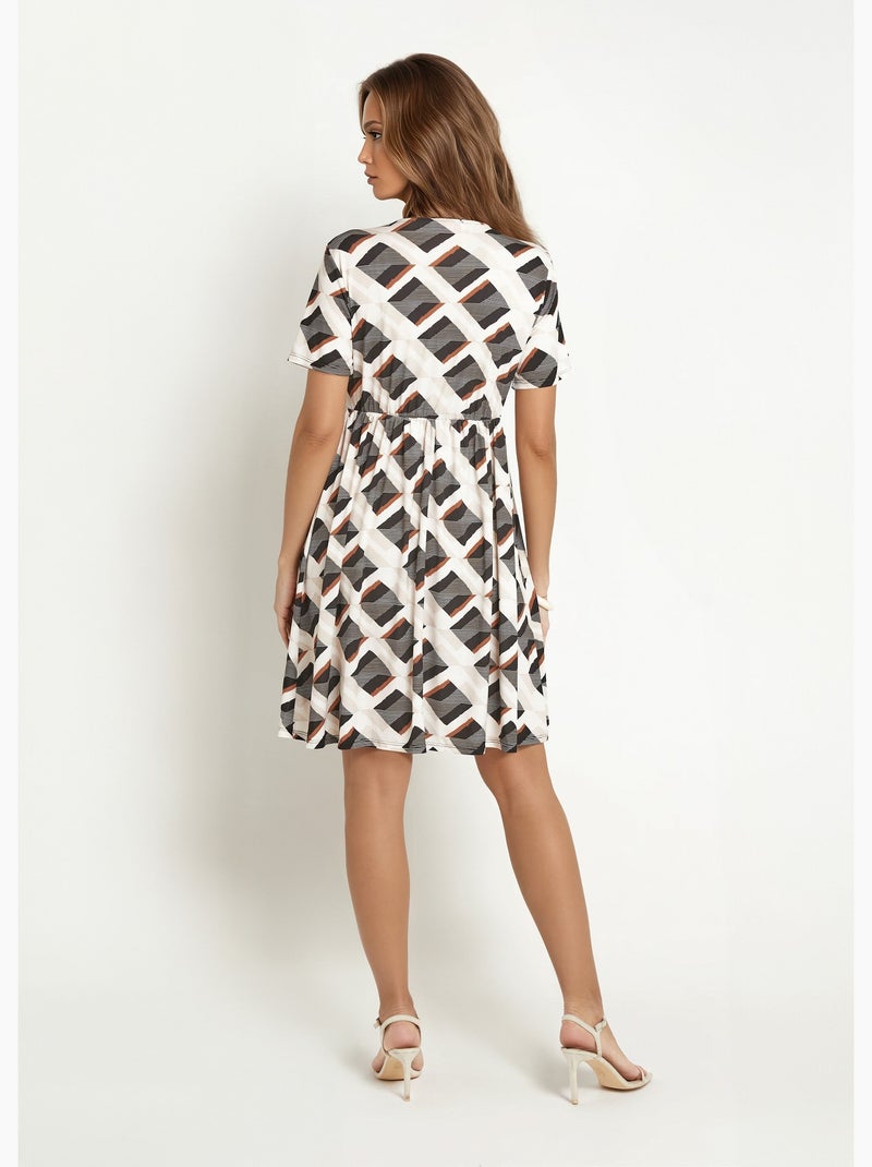 Robe cache-c¿ur motifs géométriques - Afibel Beige - Kiabi