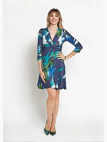 Robe cache-c¿ur stretch, détails drapés - Afibel