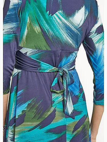 Robe cache-c¿ur stretch, détails drapés - Afibel