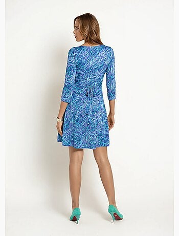 Robe cache-c¿ur stretch, taille plissée - Afibel