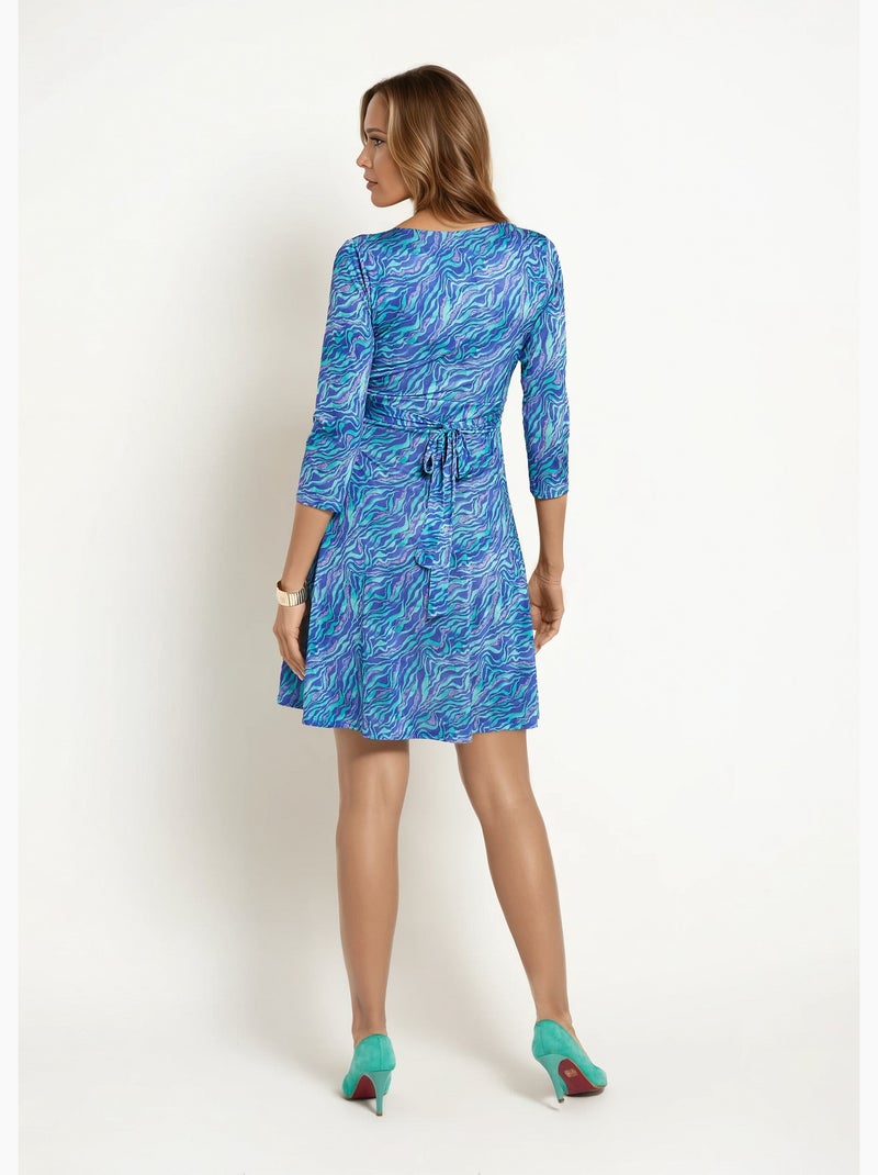 Robe cache-c¿ur stretch, taille plissée - Afibel Vert - Kiabi