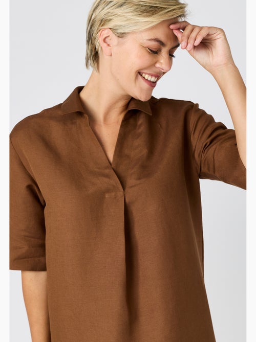 Robe caftan mélange lin - Damart - Kiabi