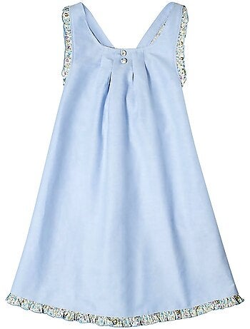 Robe Cérémonie Bleu Pastel Fleurie Fille ANAIS - 'LA FAUTE A VOLTAIRE'