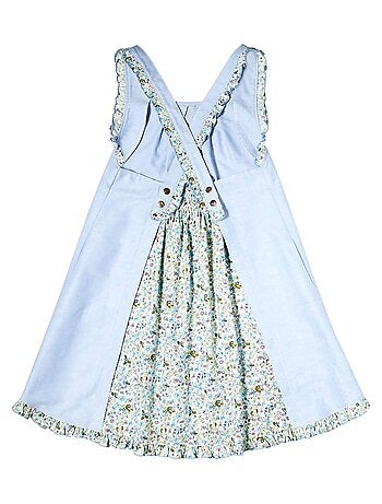 Robe Cérémonie Bleu Pastel Fleurie Fille ANAIS - 'LA FAUTE A VOLTAIRE'
