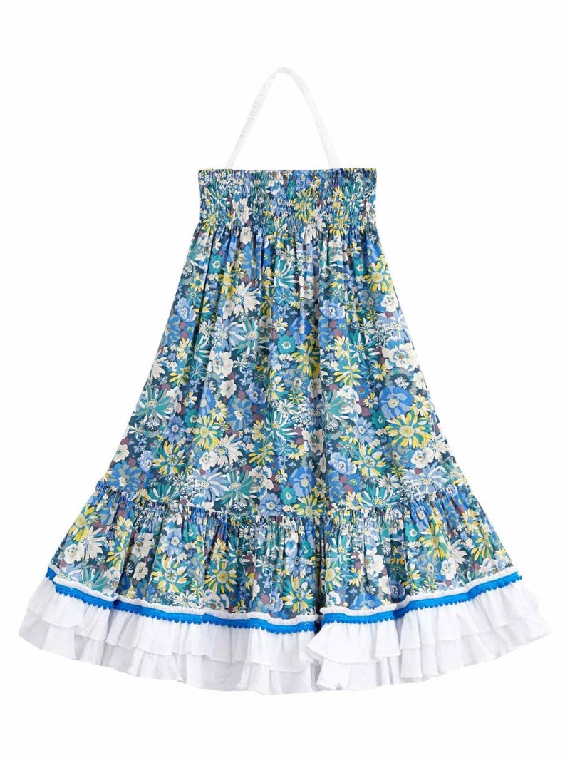 Robe Cérémonie Bohème   en Liberty  ESMERALDA - La Faute à Voltaire Bleu - Kiabi