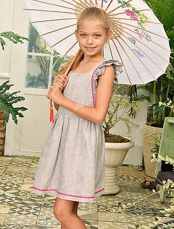 Robe Cérémonie Bohème en Lin Taupe LILI - La Faute à Voltaire