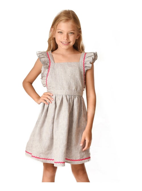 Robe Cérémonie Bohème  en Lin  Taupe  LILI - La Faute à Voltaire - Kiabi