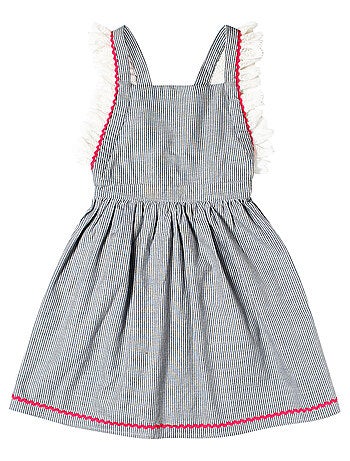 Robe Cérémonie Bohème Fines Rayures et Dentelle LILI - La Faute à Voltaire