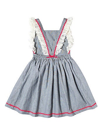 Robe Cérémonie Bohème Fines Rayures et Dentelle LILI - La Faute à Voltaire