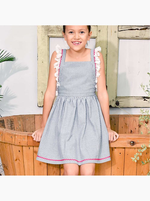 Robe Cérémonie  Bohème Fines Rayures  et Dentelle  LILI - La Faute à Voltaire - Kiabi