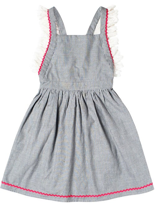 Robe Cérémonie  Bohème Fines Rayures  et Dentelle  LILI - La Faute à Voltaire - Kiabi