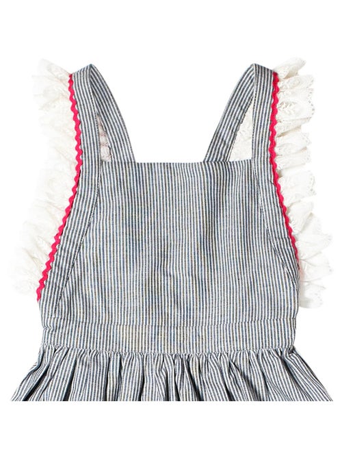 Robe Cérémonie  Bohème Fines Rayures  et Dentelle  LILI - La Faute à Voltaire - Kiabi